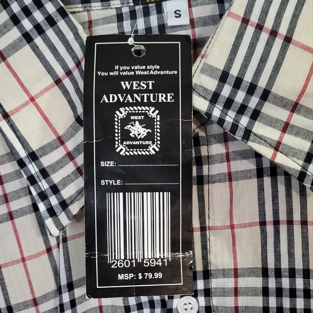 West Advanture Men's NWT Plaid Religious Graphic Button-Up LS Shirt Size Small - Picture 4 of 8